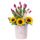 Sombrerera Rosada Grande con 12 Tulipanes y Girasoles Rosatel