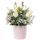 Flores a domicilio y 10 rosas crema en sombrerera rosada mediana Rosatel