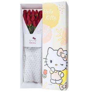 Caja Línea Floral de Hello Kitty con 15 Rosas