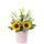 Flores Perú 6 tulipanes blancos y girasoles en sombrerera rosada mediana Rosatel