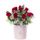 Flores hermosas 15 rosas rojas en sombrerera rosada grande Rosatel