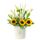 Flores para cumpleaños 12 tulipanes blancos y girasoles en sombrerera crema grande Rosatel