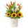 Flores para cumpleaños 12 tulipanes naranja con borde amarillo y girasoles en sombrerera crema grande Rosatel