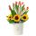 Flores para cumpleaños 12 tulipanes naranja y girasoles en sombrerera crema grande Rosatel