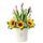 Flores para cumpleaños 12 tulipanes rosados y girasoles en sombrerera crema grande Rosatel
