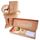 Flores para enamorar caja natural Rosatel con 6 rosas naranja y peluche Bowie Rosatel
