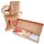 Florerías online caja natural Rosatel con 6 tulipanes rojos y peluche Bowie Rosatel