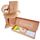 Florerías online caja natural Rosatel con 6 tulipanes amarillos y peluche Bowie Rosatel