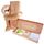 Florerías online caja natural Rosatel con 6 tulipanes rosados y peluche Bowie Rosatel