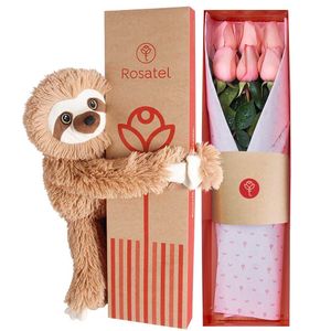 Caja Natural con 6 Rosas y Bowie