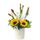 Sombrerera crema mediana con 6 tulipanes rojos y girasoles Rosatel