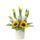 Sombrerera crema mediana con 6 tulipanes amarillos y girasoles Rosatel