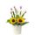 Sombrerera crema mediana con 6 tulipanes rosados y girasoles Rosatel