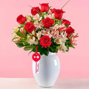 Florero con 10 Rosas Rojas