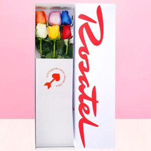 Caja Blanca Rosatel con 6 Rosas de Colores