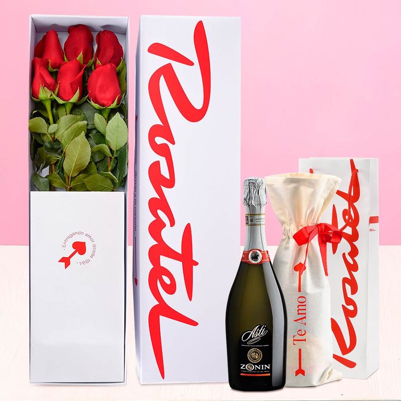 Celebración de Amor Rosas y Asti Zonin Rosatel