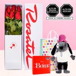 Caja con 6 Rosas Peluche y Chocolates Rosatel