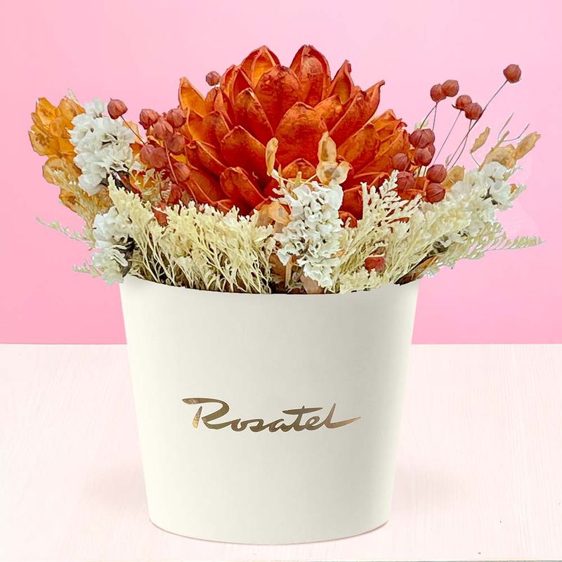 Sombrerera con Flor Maguei Naranja Rosatel