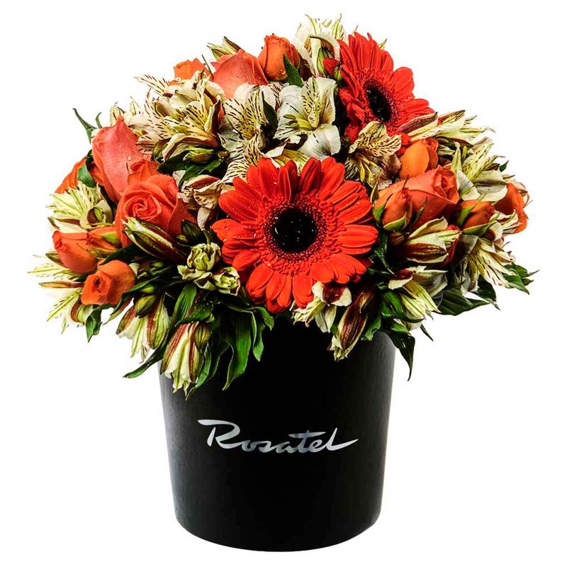 Sombrerera Negra Mediana con Rosas y Flores Rosatel