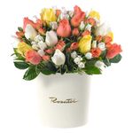 sombrerera crema grande con 20 rosas y mini rosas Rosatel
