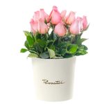 Flores de cumpleaños 15 rosas rosadas en sombrerera crema grande Rosatel