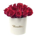 15 Rosas rojas para mi novia en sombrerera crema mediana Rosatel