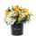 Florería sombrerera negra grande con 10 rosas amarillas y flores Rosatel