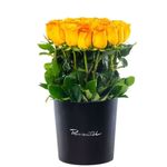 Flores 25 rosas amarillas para mi novia en sombrerera negra grande Rosatel
