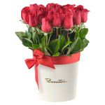 Rosas de amor sombrerera crema grande con 25 rosas rojas Rosatel