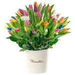 Sombrerera Crema Grande con 60 Tulipanes Rosatel