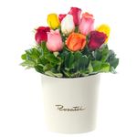 Sombrerera crema grande con 15 Rosas variadas Rosatel
