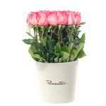 Compra online 25 rosas rosadas en sombrerera crema grande Rosatel