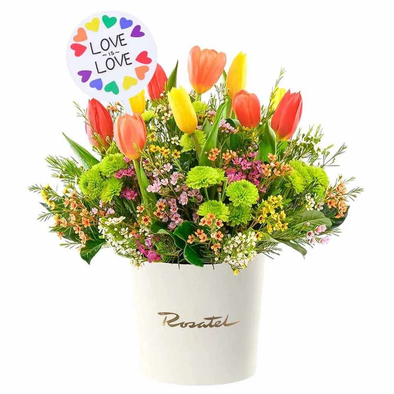 Arreglo tulipanes flores love is love Rosatel