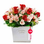 Arreglo vintage rosas y astromelias Rosatel