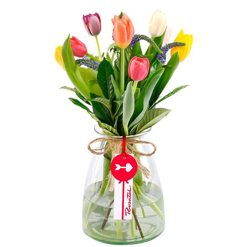 Arreglo alegría tulipanes variados Rosatel