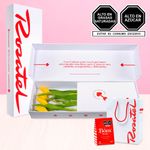 Caja con 6 Tulipanes Amarillos y Chocolates Bom Rosatel