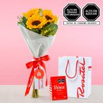 Florerías ramo de girasoles y chocolates bom Rosatel