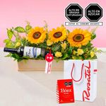 Arreglo floral girasoles Nieto y chocolates bom Rosatel