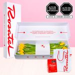 Caja con 12 Tulipanes Amarillos y Chocolates bom Rosatel